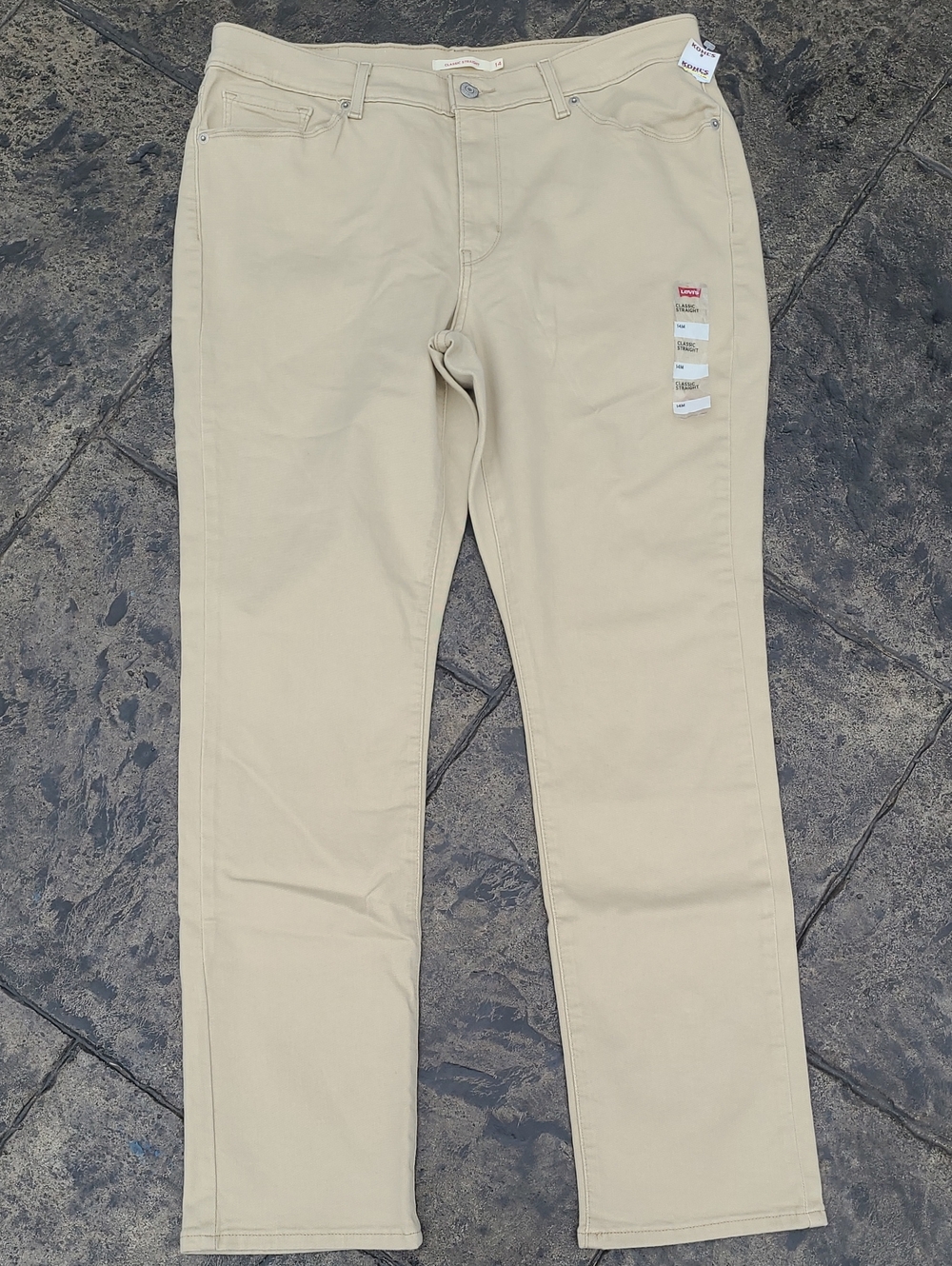 New! Levi Womens 14 Classic Straight khaki beige mid rise jeans